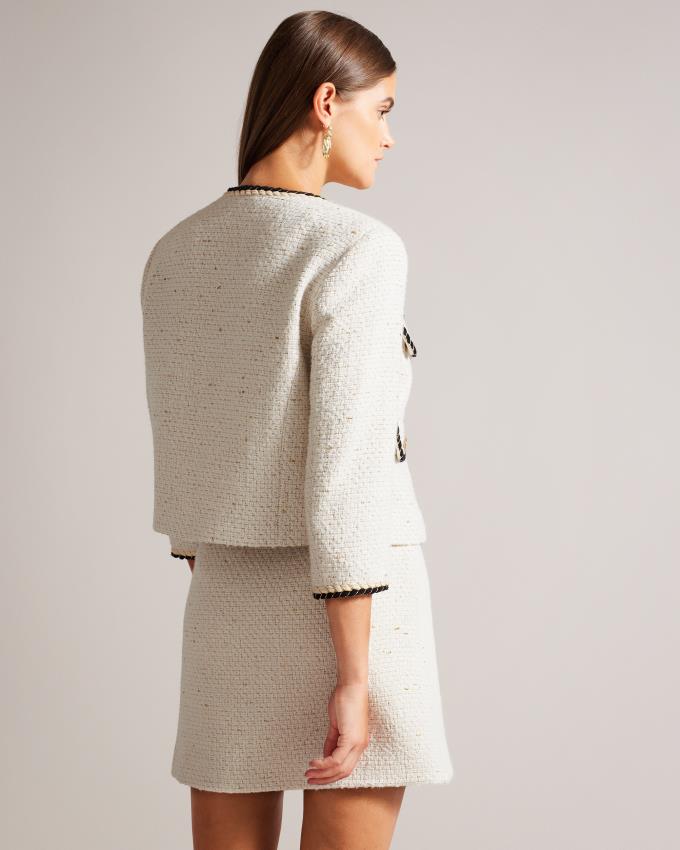 Veste Ted Baker Open Front Boucle Blanche Femme | TNY-97635442